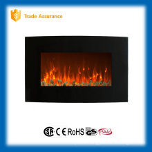 36" curved black wall hung electric fireplace heater